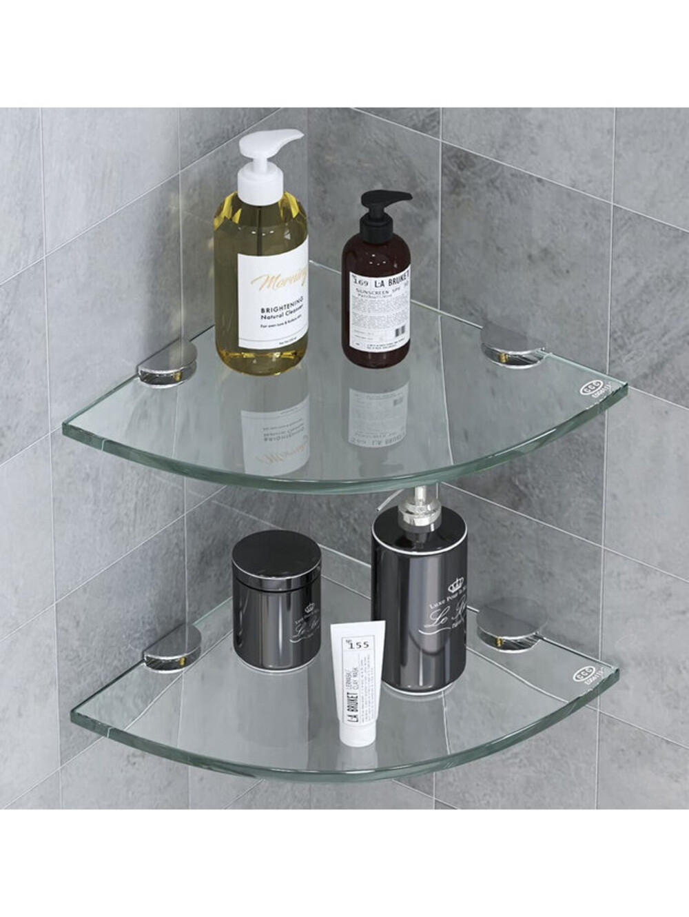 SHUAIAIW 2pk Glass Corner Shower Shelf Wall Mount